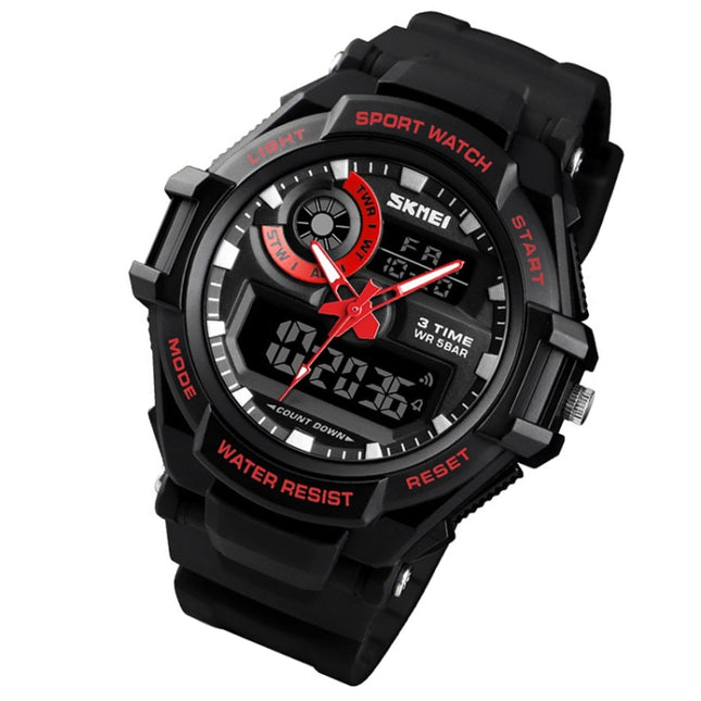 SKMEI 1357 Mens Multifunctional Sports Digital Watch Student Waterproof Watch, Red, Blue, Black