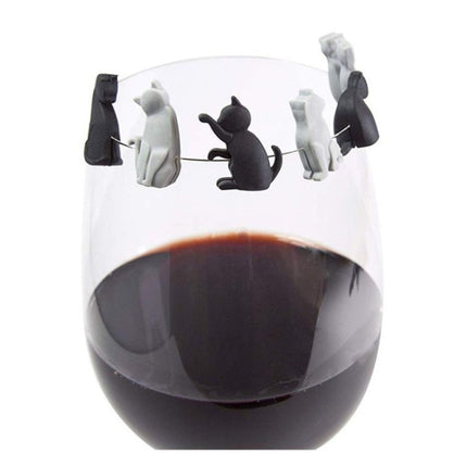 6pcs / Set Cat Drinks Wine Glass Marker Recognizer Tea Bag Hanging