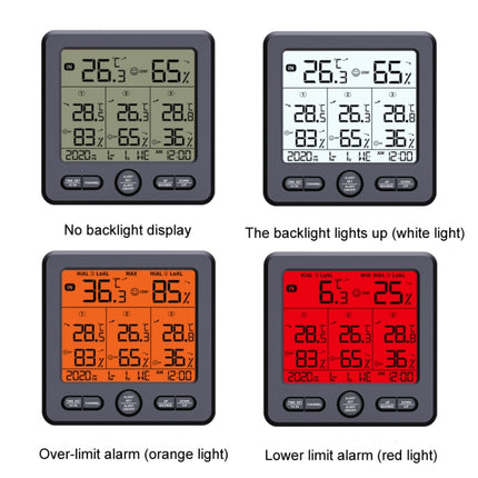 Three Dragged Multi-Function Wireless Thermometer And Hygrometer Indoor And Outdoor High-Precision Thermometer With Color Alarm