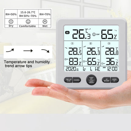 Three Dragged Multi-Function Wireless Thermometer And Hygrometer Indoor And Outdoor High-Precision Thermometer With Color Alarm, Wireless Thermometer