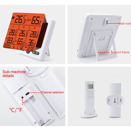 Three Dragged Multi-Function Wireless Thermometer And Hygrometer Indoor And Outdoor High-Precision Thermometer With Color Alarm