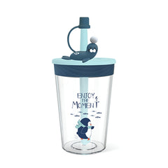 Children Cartoon Marine Animal Straw Drinking Cup Safe And Environmentally Friendly Plastic Drinking Cup