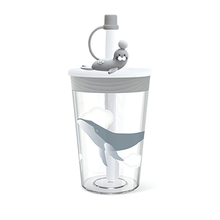 Children Cartoon Marine Animal Straw Drinking Cup Safe And Environmentally Friendly Plastic Drinking Cup, Navy Blue, Light Blue, Pink, Light Grey