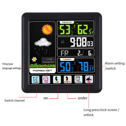 TS-3310 Wireless Weather Clock Multifunctional Color Screen Clock Creative Home Touch Screen Thermometer