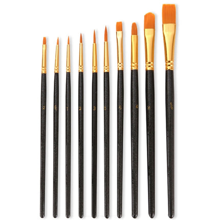 ZHU TING 10 in 1 Pearl Rod Nylon Hair Combination Brush Oil Paint Brush, Blue Rods, Purple Rods, Black Rods