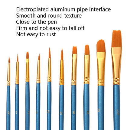 ZHU TING 10 in 1 Pearl Rod Nylon Hair Combination Brush Oil Paint Brush, Blue Rods, Purple Rods, Black Rods