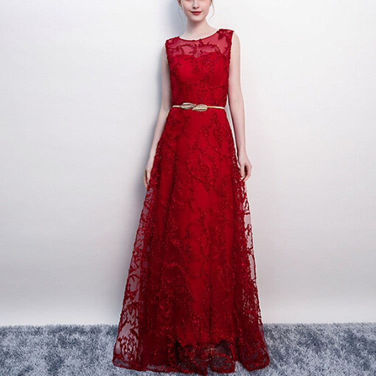 Banquet Lace Sleeveless  Long Party Formal Gown