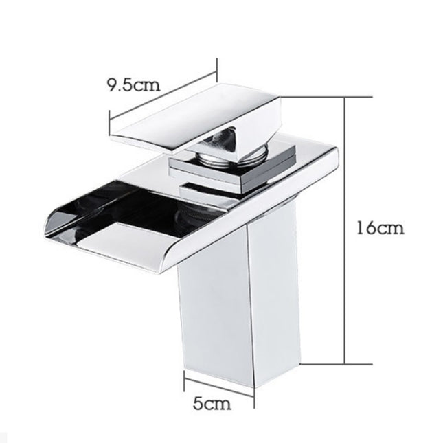 LED Three Lights Hot Cold Water Faucet Bathroom Waterfall Faucet CN Plug, Black, Electroplating Silver