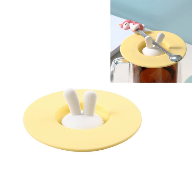 Food Grade Bunny Ears Shape Silicone Cup Lid Sealing Lid Cartoon Mug Dustproof Leak-Proof Lid