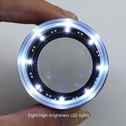8 LED Lights 3 Groups Of Optical Glass HD With Scale 10 Times Magnifying Glass, Complex Scale Board, Cross Scale Board