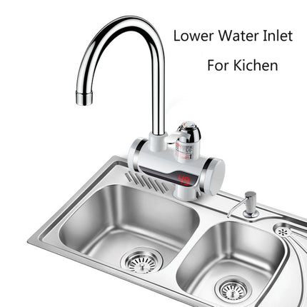 Kitchen Instant Electric Hot Water Faucet Hot & Cold Water Heater EU Plug, Lamp Display Lower Water Inlet, Lamp Display Side Water Inlet, Lamp Display Leakage Protection Lower Water Inlet, Lamp Shows Leakage Protection Side Water Inlet�����������������...