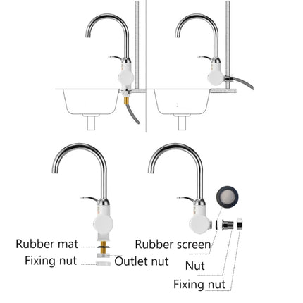 Kitchen Instant Electric Hot Water Faucet Hot & Cold Water Heater EU Plug, Lamp Display Lower Water Inlet, Lamp Display Side Water Inlet, Lamp Display Leakage Protection Lower Water Inlet, Lamp Shows Leakage Protection Side Water Inlet                 ...