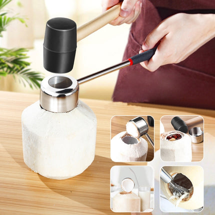 304 Stainless Steel Coconut Opener Tool Coconut Shell Shaving Tool Set, 2 in 1 Coconut Opener