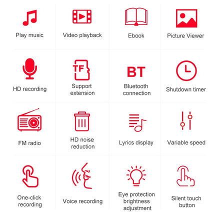 Reproductor MP3 portátil con pantalla táctil y Bluetooth, grabador de libros electrónicos, 4 GB, 8 GB, 16 GB, 32 GB
