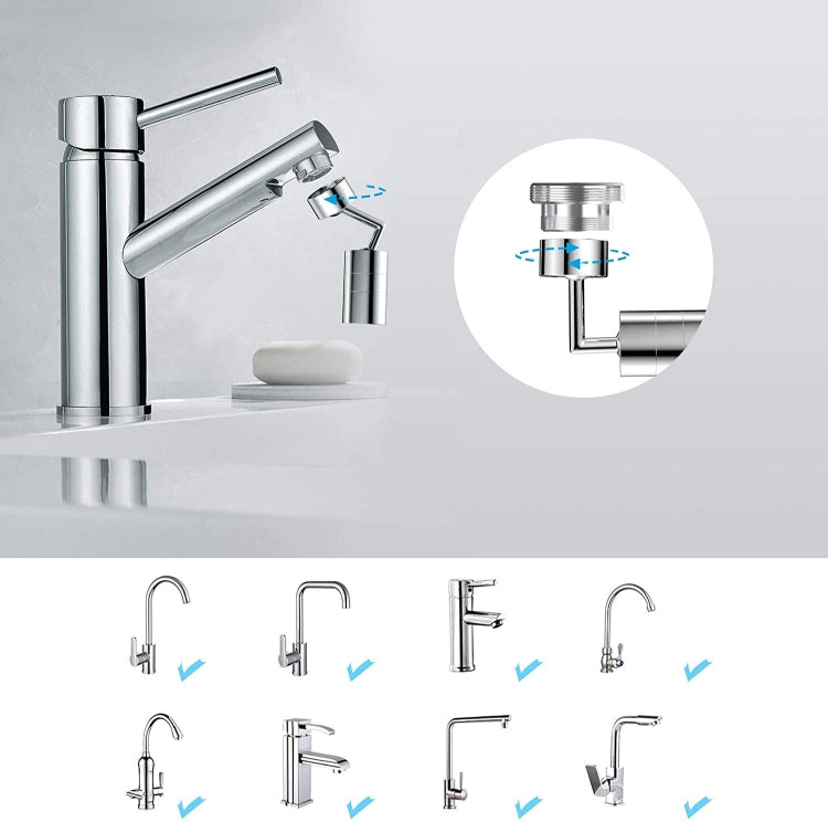 720-Degree Universal Rotating Faucet Anti-Splash Spout Filter Dual-Function Faucet, Three Sections, Two Sections