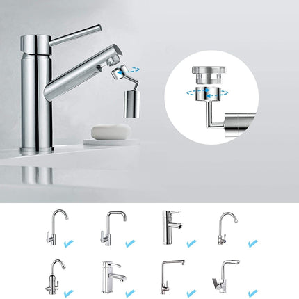 720-Degree Universal Rotating Faucet Anti-Splash Spout Filter Dual-Function Faucet, Two Sections