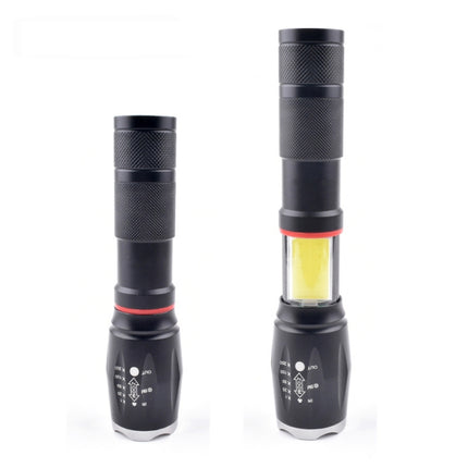 Telescopic Zoom Strong Light Flashlight Strong Magnetic Rechargeable LED Flashlight, Silver Head (No Battery, No Charger), Black Head (No Battery, No Charger), Silver Head (With Battery, EU Plug Charger), Black Head (With Battery, EU Plug Charger)