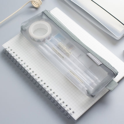 Nylon Simple Transparent Mesh Pencil Case Office School Supplies, Big Black, Big White, Big Grey, Small Black, Small White, Small Grey