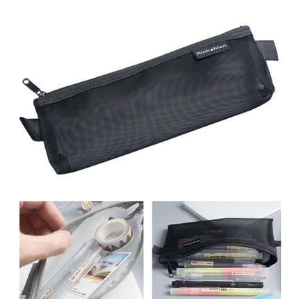 Nylon Simple Transparent Mesh Pencil Case Office School Supplies, Big Black, Big White, Big Grey, Small Black, Small White, Small Grey