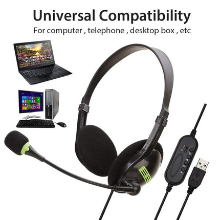 Computer USB Interface Headphone Aviation Headset with Microphone