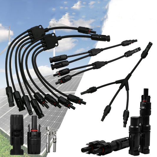 MC4 Photovoltaic Connector Solar Branch Connector Solar Panel Male And Female Plug Accessories, 10 Sets MC4 4 in 1, 1 Pair MC4 Three-way Y Type, 1 Pair MC4 Four-way Y Type, 1 Pair MC4 Five-way Y Type, 1 Pair MC4 Three-way T Type