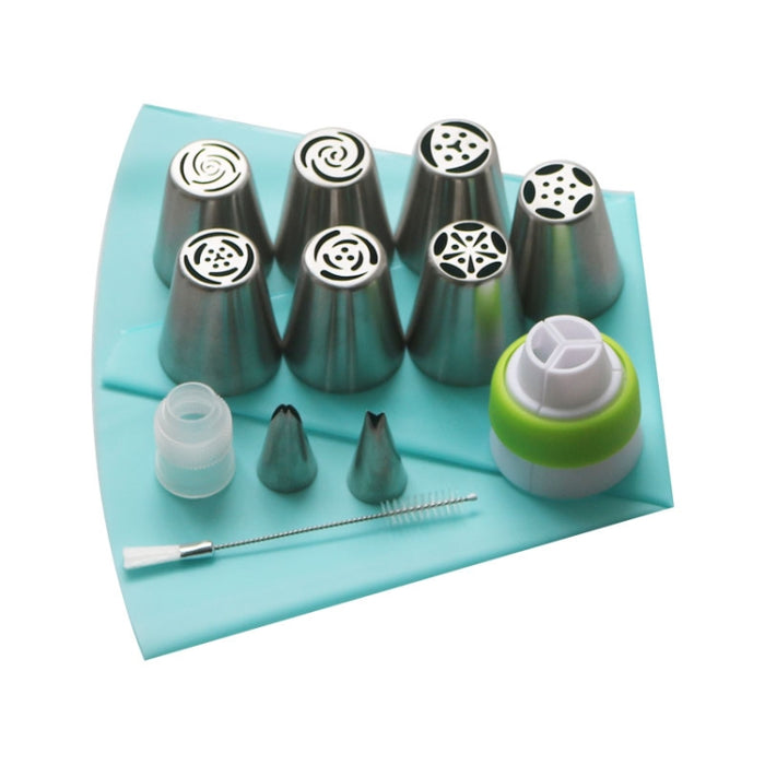 13pcs / Set Pastry Nozzles Coupler Icing Piping Tips Sets Stainless Steel Rose Cream Bakeware, 13 PCS/Set