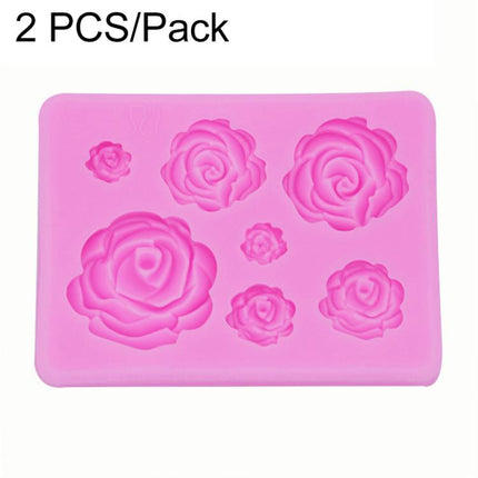 2 PCS DIY Handmade Soap Chocolate Fondant Baking Mold 3D Rose Flower Cake Decoration Silicone Mold, Flower Shape(Pink), Flower Shape(Gray)