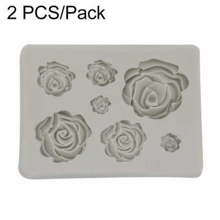 2 PCS DIY Handmade Soap Chocolate Fondant Baking Mold 3D Rose Flower Cake Decoration Silicone Mold, Flower Shape(Pink), Flower Shape(Gray)