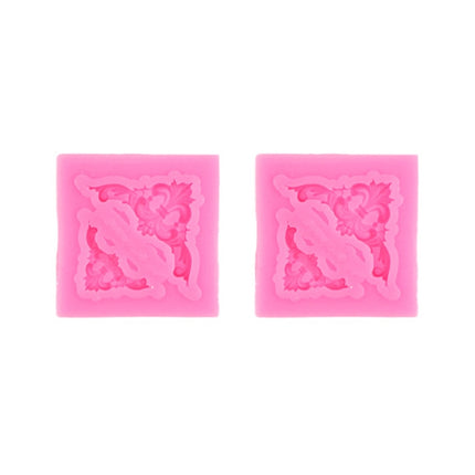 2 PCS Fondant Cake Silicone Mold Hollow Embossed Border Frame Retro Photo Frame Mould