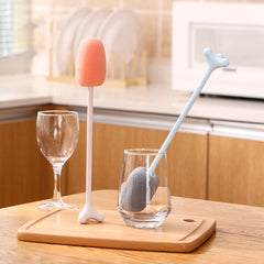 Long Handle Vertical Cup Brush Baby Bottle Sponge Cleaning Brush, Length: 29cm, White, Blue, Pink