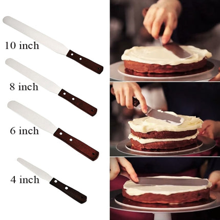 Wooden Handle Spatula Baking Stainless Steel Cake Straight Knife