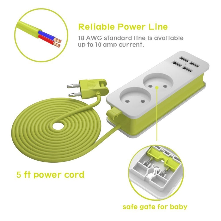 Steckdosenleiste 1/2 EU-Stecker 4 USB-Anschlüsse 1200 W 250 V 1,5 m Kabel Tragbare Wandsteckdose mit mehreren Steckdosen, EU-Steckersteckdosen