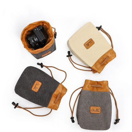 S.C.COTTON Liner Bag Waterproof Digital Protection Portable SLR Lens Bag Micro Single Camera Bag Photography Bag, Beige L, Carbon Black L, Gray L, Beige M, Carbon Black M, Gray M, Beige S, Carbon Black S, Gray S