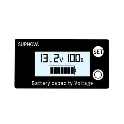 SUPNOVA DC 8-100V Battery Capacity Indicator Voltmeter Voltage Gauge,Style:, White, White + Alarm + Temperature, Blue, Blue +Alarm + Temperature
