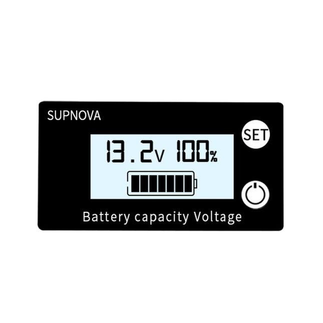SUPNOVA DC 8-100V Battery Capacity Indicator Voltmeter Voltage Gauge,Style:, White, White + Alarm + Temperature, Blue, Blue +Alarm + Temperature