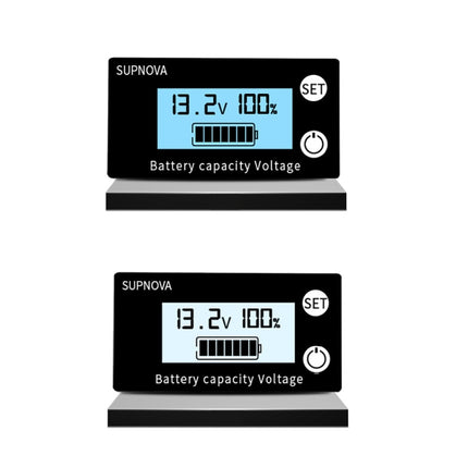 SUPNOVA DC 8-100V Battery Capacity Indicator Voltmeter Voltage Gauge,Style:, White, White + Alarm + Temperature, Blue, Blue +Alarm + Temperature