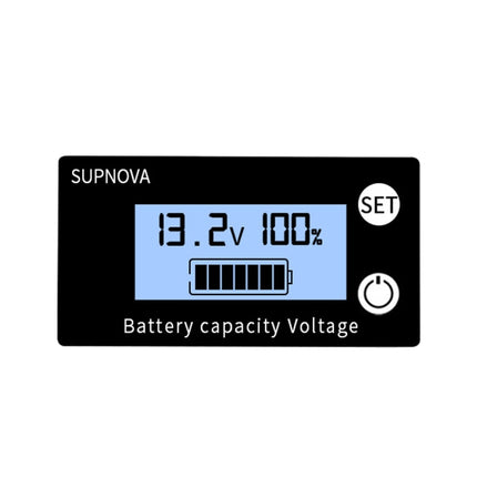 SUPNOVA DC 8-100V Battery Capacity Indicator Voltmeter Voltage Gauge,Style:, White, White + Alarm + Temperature, Blue, Blue +Alarm + Temperature