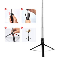 Bluetooth Tripod Selfie Stick Live Mobile Phone Holder, Black, White, Pink