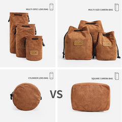 S.C.COTTON Liner Shockproof Digital Protection Portable SLR Lens Bag Micro Single Camera Bag, Round Black M, Round Khaki S, Round Blue S, Round Gray S, Round Brown S, Round Black S