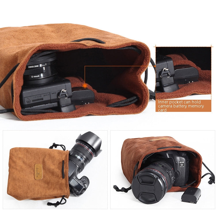 S.C.COTTON Liner Shockproof Digital Protection Portable SLR Lens Bag Micro Single Camera Bag, Round Black M, Round Khaki S, Round Blue S, Round Gray S, Round Brown S, Round Black S