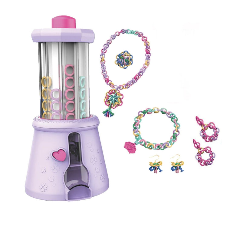 DIY Braided Bracelet Toy Beaded Braided Chain Link Maker Girl Dress Up Toy, Pink, Purple