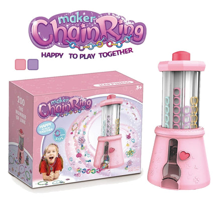 DIY Braided Bracelet Toy Beaded Braided Chain Link Maker Girl Dress Up Toy, Pink, Purple