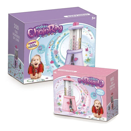 DIY Braided Bracelet Toy Beaded Braided Chain Link Maker Girl Dress Up Toy, Pink, Purple