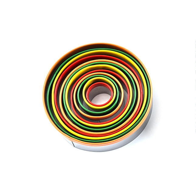 12 in 1 Stainless Steel Biscuit Cutting Set Fondant Biscuit Mold Round Cake Baking Mold, Color Mold(12 in 1)