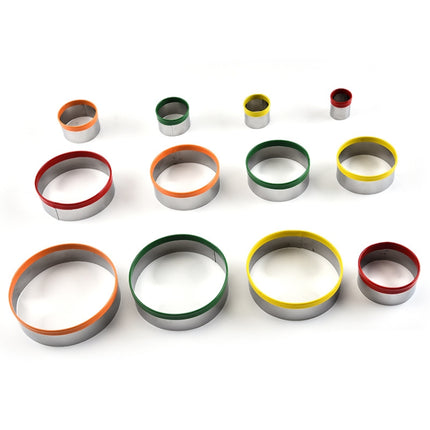 12 in 1 Stainless Steel Biscuit Cutting Set Fondant Biscuit Mold Round Cake Baking Mold, Color Mold(12 in 1)