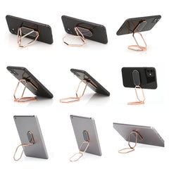 Folding And Sticking Zinc Alloy Mobile Phone Ring Holder Car Magnetic Ring Buckle, Cool Black, Rose Gold