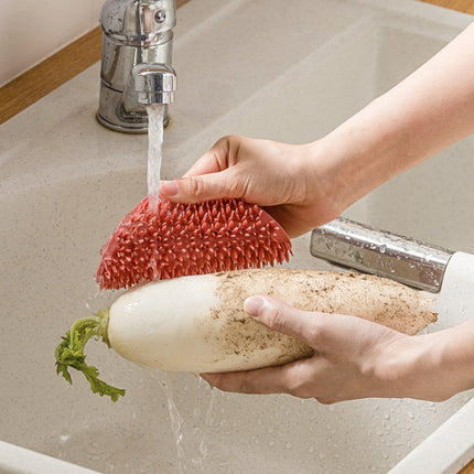 2 PCS Multifunctional Silicone Cleaning Brush Non-Oily Kitchen Cleaning Scouring Pad, Honey Bud Red, Bamboo Green, Pine Gray