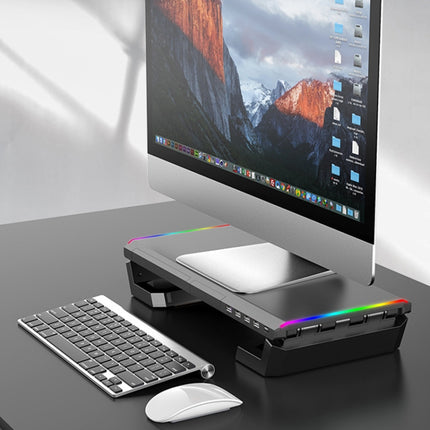 ICE COOREL T1 Monitor Increased Rack Foldable Laptop Stand With RGB Lighting & 4xUSB Expansion Interface