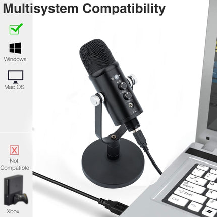 BM-86 USB Condenser Microphone Voice Recording Computer Microphone Live Broadcast Equipment Set, Cantilever Bracket Set, Standard+Small Blowout Prevention Net