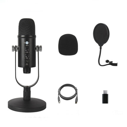 BM-86 USB Condenser Microphone Voice Recording Computer Microphone Live Broadcast Equipment Set, Cantilever Bracket Set, Standard+Small Blowout Prevention Net